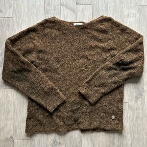 Sandwich Sweater Alpaca Wool Blend Brown Long Sleeved Women's Medium